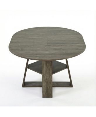  Extendable Round Dining Table for 4-8, Modern Kitchen Oval Table