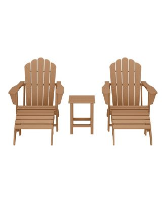 5-Piece Adirondack Chair with Folding Ottoman and Table Set
