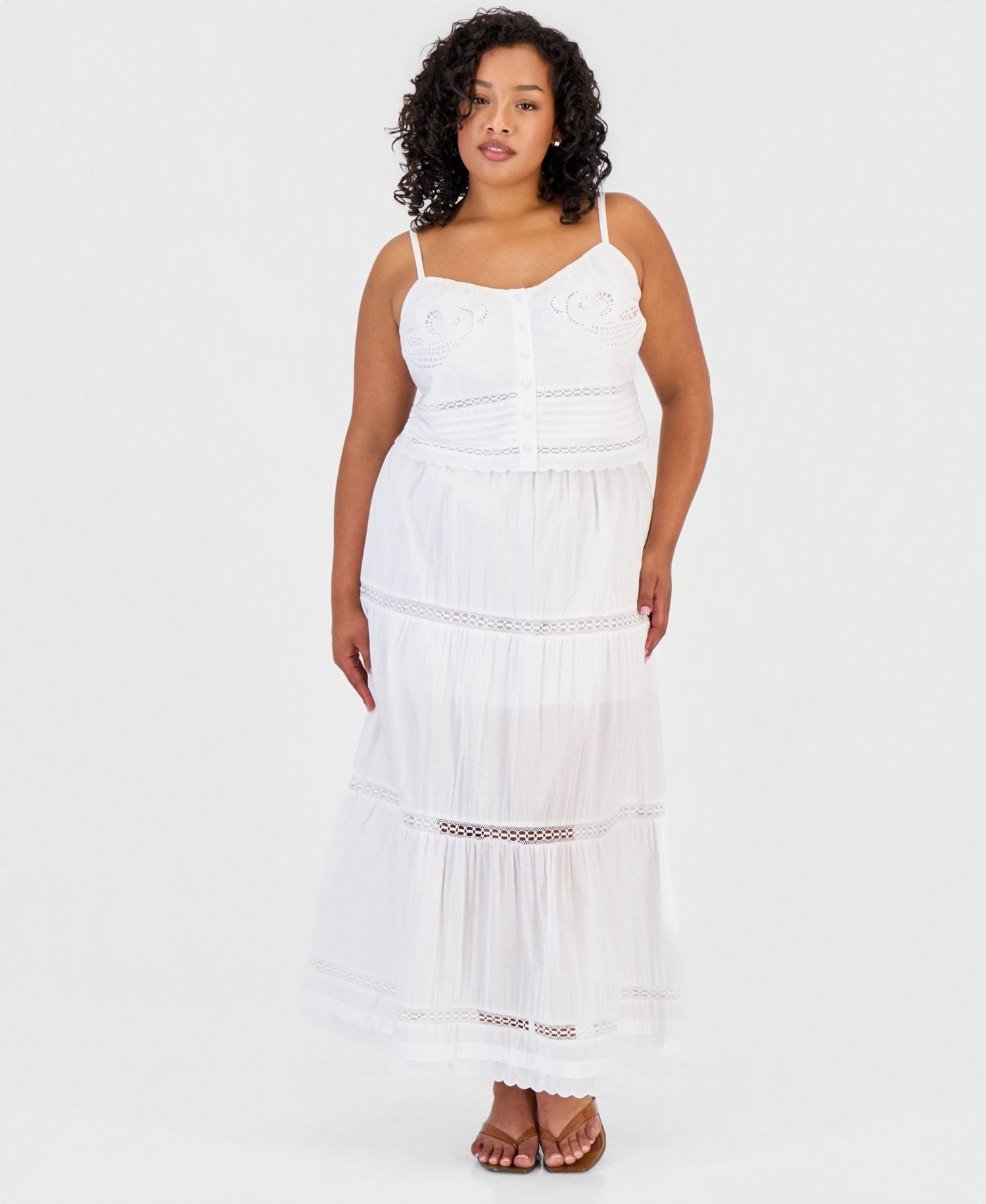 Trendy Plus Size Cotton Openwork Top