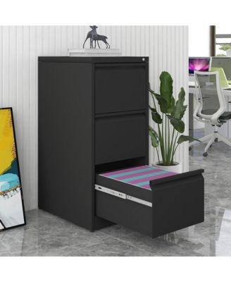 3 Drawer File Cabinet, Vertical Metal File Cabinet with Lock, Steel Storage Organizer for Letter A4 Legal Size File -