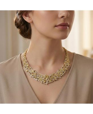 Dazzling 3D Graduated Basketweave CZ Cluster Necklace