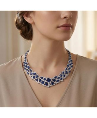 Dazzling 3D Graduated Basketweave CZ Cluster Necklace