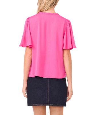 Women's Tie Neck Short-Sleeve Blouse
