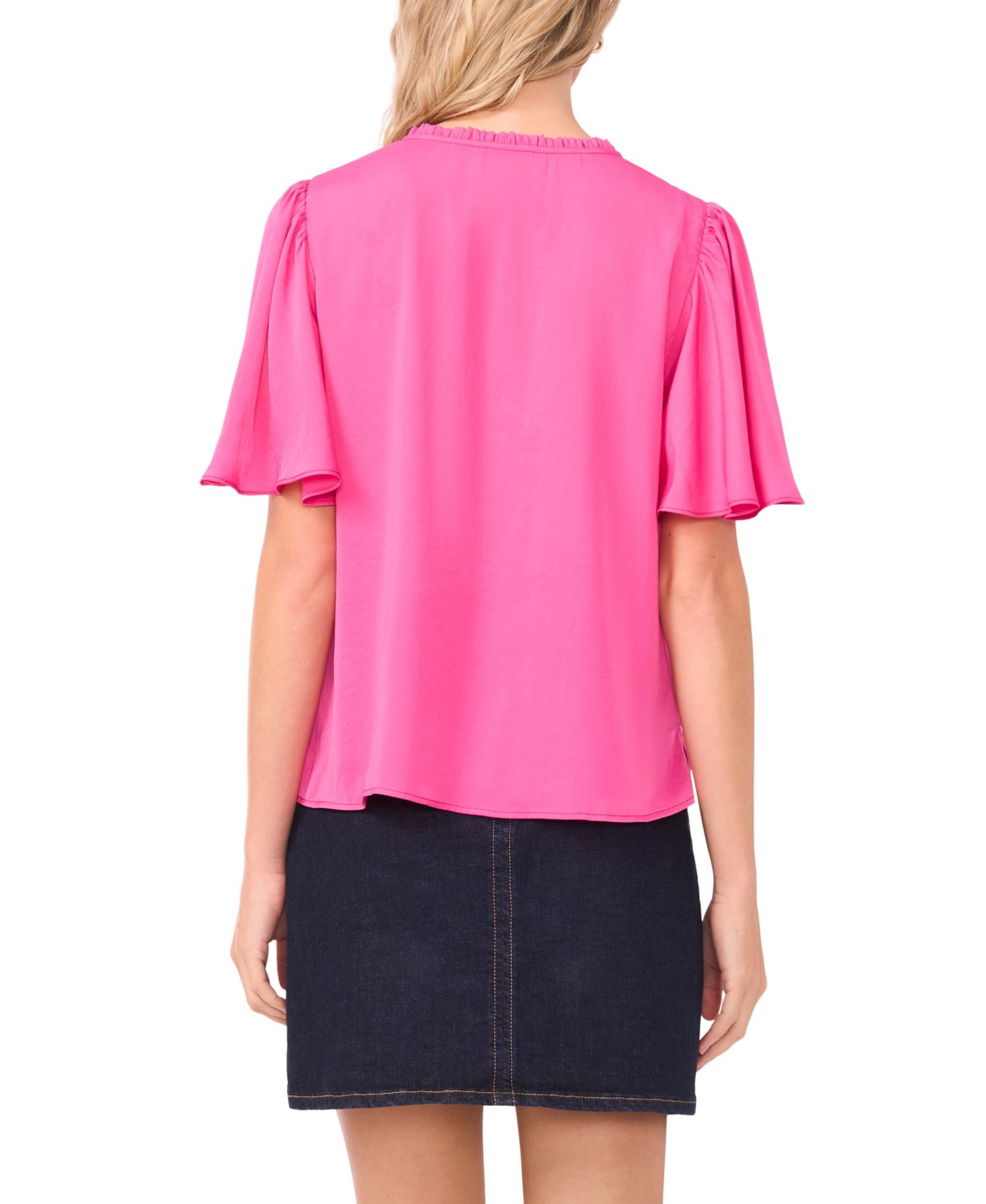 Women's Tie Neck Short-Sleeve Blouse