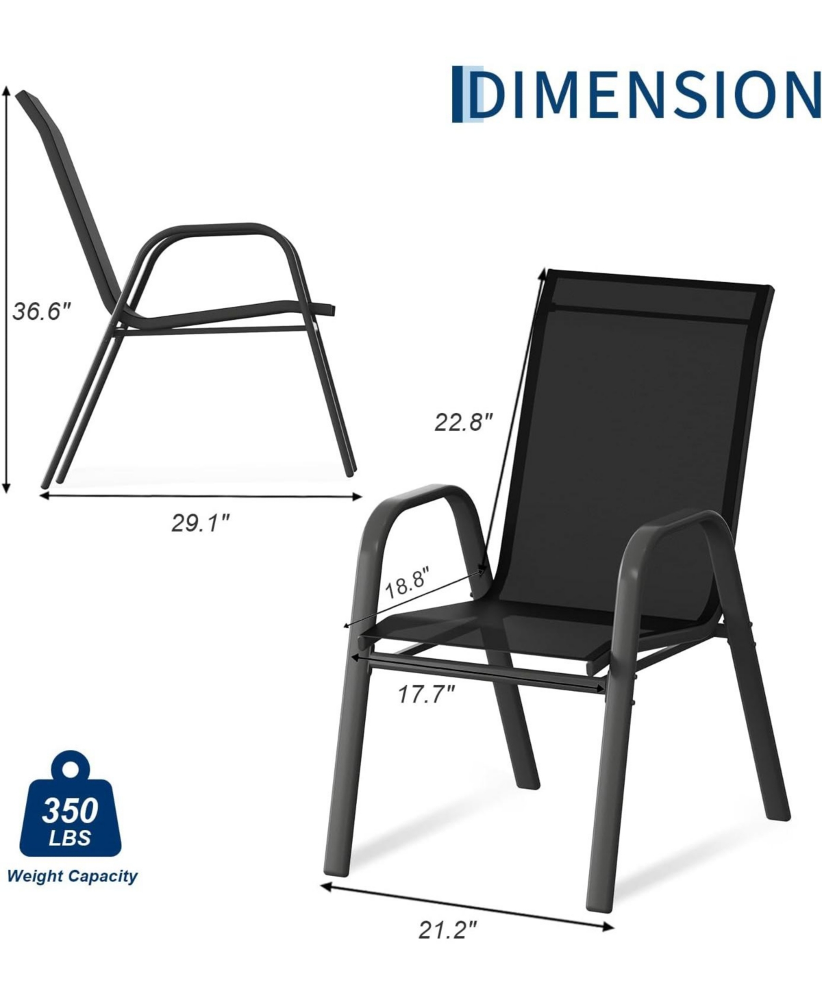 Gaomon Patio Chairs Set of 4, Outdoor Stackable Dining Chairs with Textilene Fabric