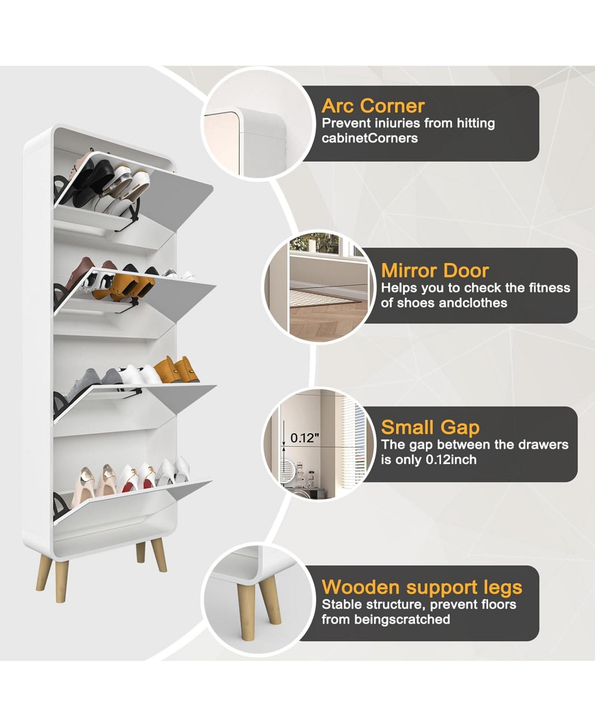 Rainsken Mirror Shoe Cabinet