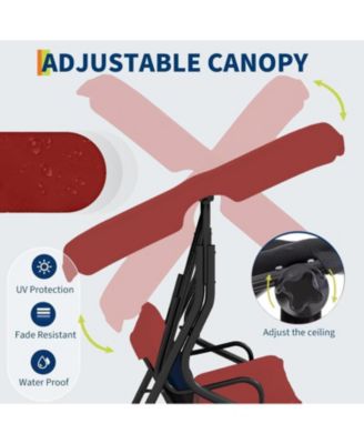 3 Seat Outdoor Porch Swing with Adjustable Canopy