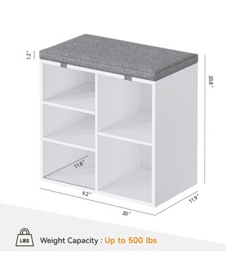 20" Shoe Storage Bench - Cushioned Entryway Organizer with Adjustable Shelves