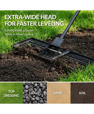 Lawn Leveling Rake, 30” x 10”, Extra Long 78” handle Heavy Duty Landscape