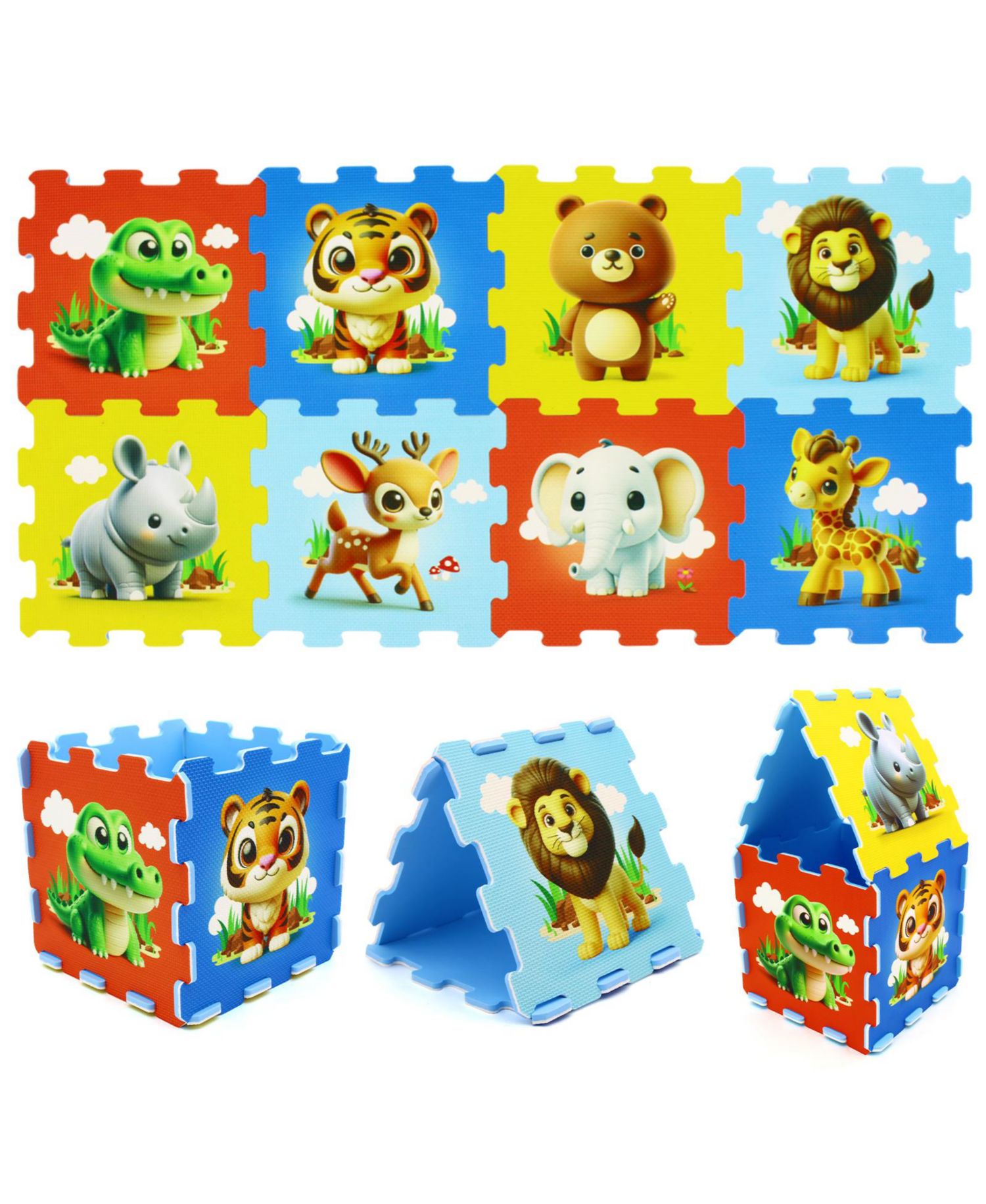 8 Pieces Educational Animal Foam Play Mat for Babies
