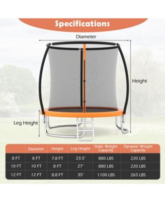 8FT Backyard Recreational Trampoline Heavy-Duty Build