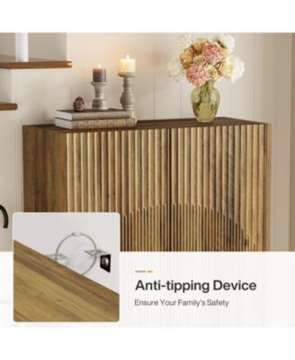 7-Tier Shoe Cabinet with Adjustable Shelves & Fluted Doors,24 Pairs Freestanding Shoe Rack,Farmhouse Wooden Shoe Storage Organizer, Brown