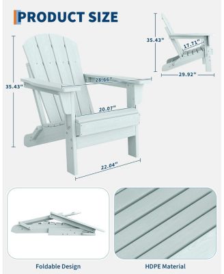 Folding Adirondack Chairs Set of 6, HDPE Plastic Outdoor Chairs with Wood Texture - 380 LBS & Weather Resistant for Fire Pit, Deck, Patio, Pool