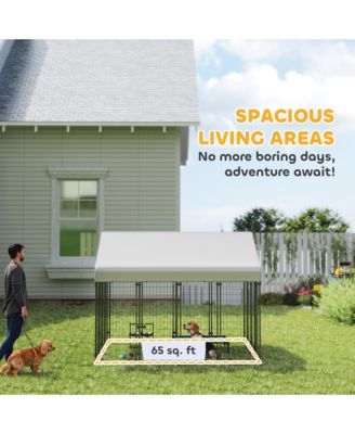 Dog Cage Crate Pet Kennel House Metal Playpen Patio Shelter w/Roof
