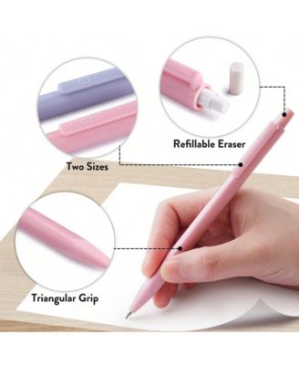 0.7mm Mechanical Pencil Set, 3PCS Mechanical Pencils with HB Lead Refills, Pastel Eraser Set and Eraser Refills for Writing, Art Drawing