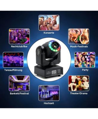 100W RGBW Moving Head Stage Light with Dynamic Pattern & Rainbow Effects, Sound/DMX Ready