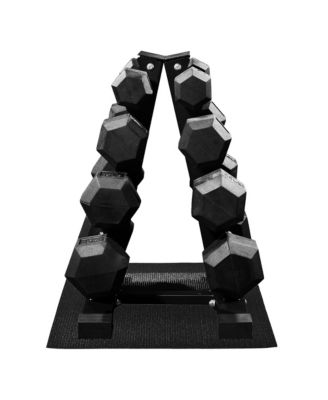 BalanceFrom Dumbbell Set with Stand, Rubber Encased Home Gym Hand Weights, 100lb