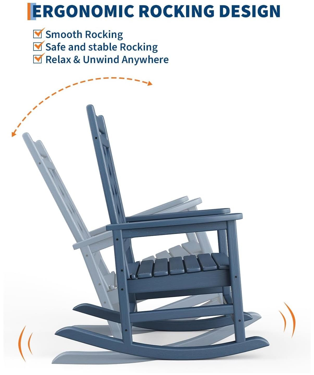 gaomon Outdoor Rocking Chair Set of 4, Hdpe Weather Resistant Patio Rocking Chair Porch Rocker with Wood Texture