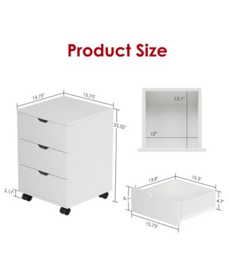 3-Drawer Vertical Filing Cabinet, Wood Mobile File Cabinet, Storage Cabinet with Wheels, Under Desk for Home Office