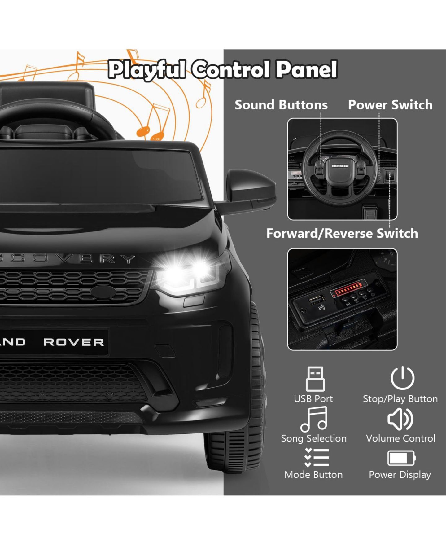 Детская игрушка Mecale Licensed Land Rover 12V Battery Powered Remote Control Kids Ride-On Car, Ages 3+, цвет: Чёрный — фото 9