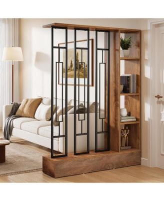 Wall Room Divider with Display Shelves, 70.9" Modern Freestanding Room Divider Screen with Sturdy Base, Wall Partition