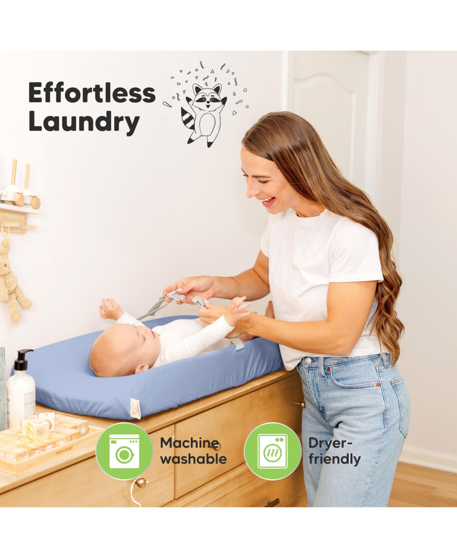 2pk Soothe Changing Pad Covers for Girl, Boy, Soft Cotton Contoured Diaper Changing Table Pad Covers