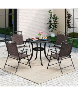 4 Pack Patio Folding Chairs Outdoor Dining Chairs w/ Backrests & Armrests