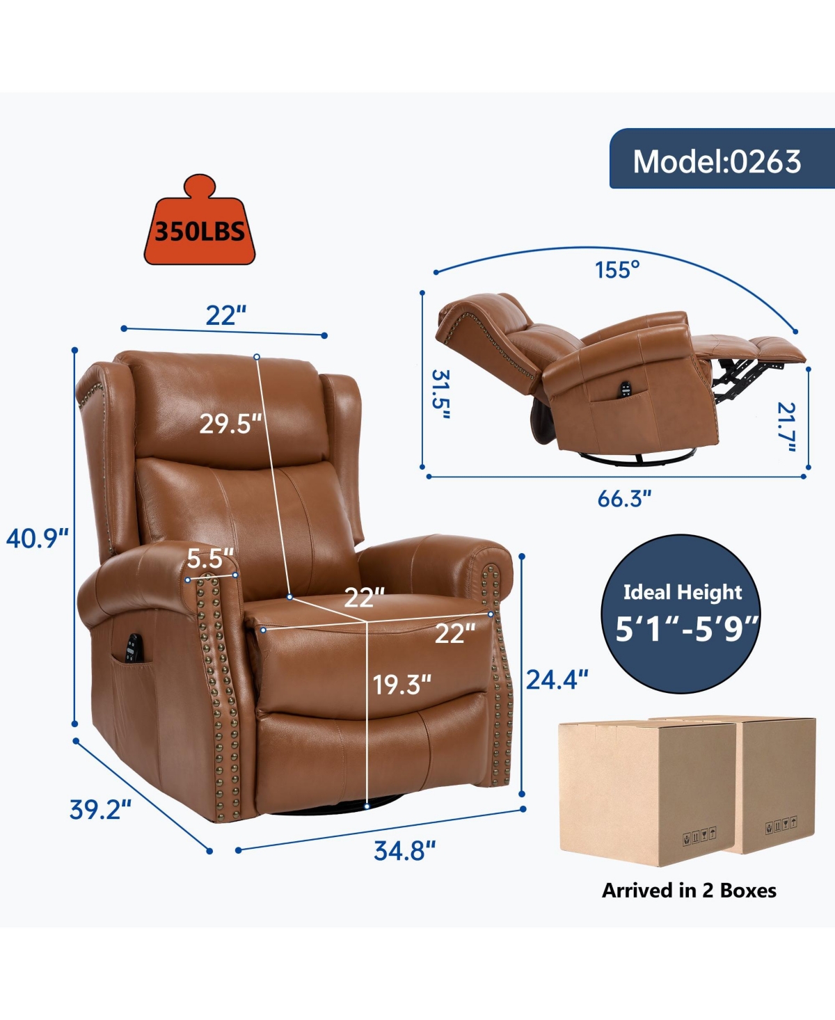 Clihome Manual Recliner Chair Heat Massage with Rocker and Swivel