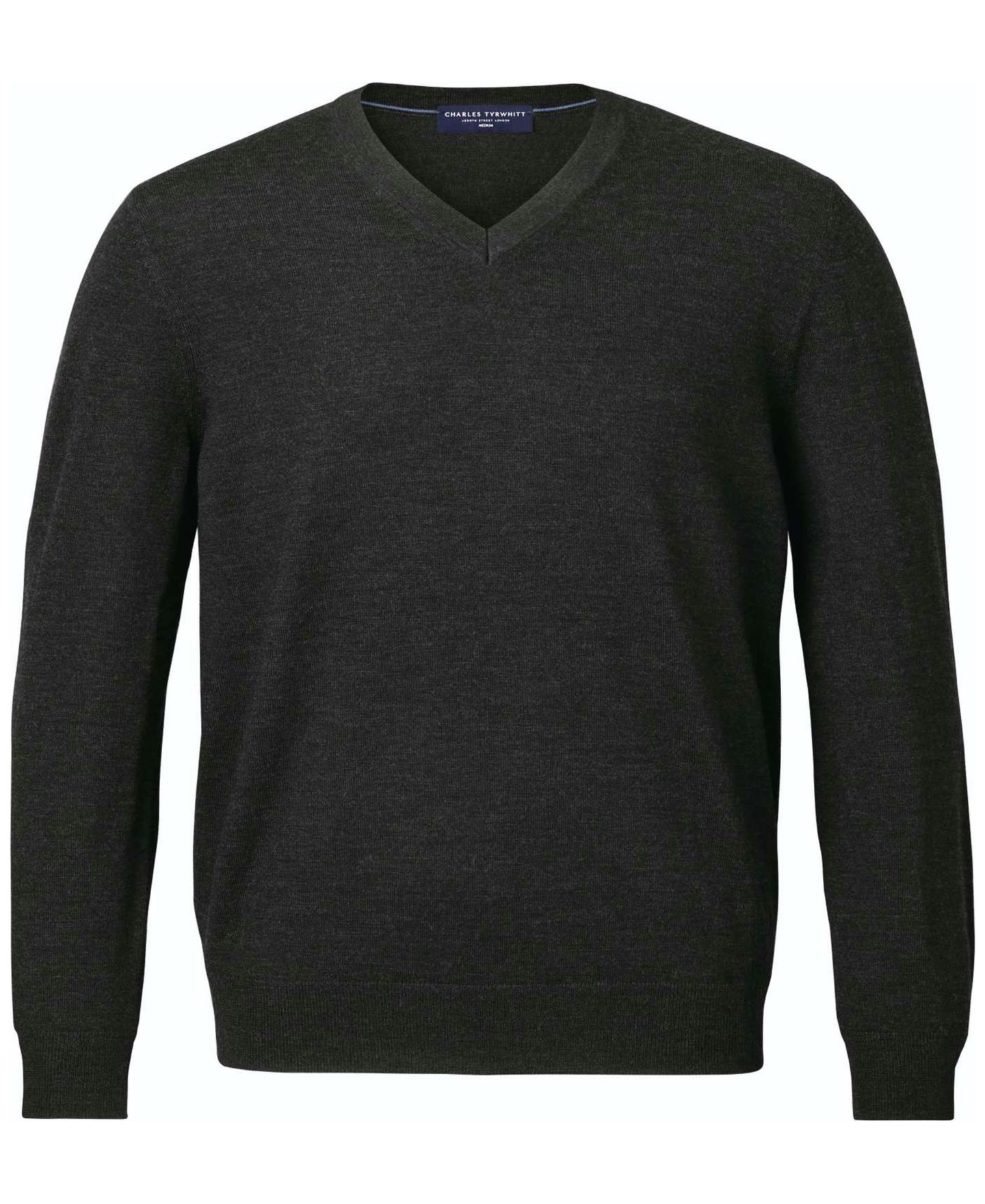 Мужской свитер Charles Tyrwhitt V-Neck Regular-Fit, цвет: Тёмный угольный — фото 3