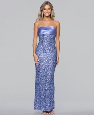 Juniors' Sequin Strapless Gown