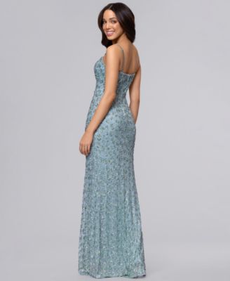 Juniors' Sweetheart Neck Sequin Gown