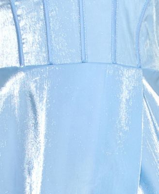 Juniors' V-Neck Organza A-Line Maxi Dress