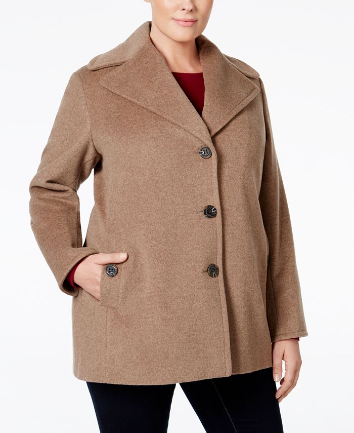 Calvin Klein Plus Size Wool-Cashmere Single-Breasted Peacoat, Created for  Macy's & Reviews - Coats & Jackets - Women - Macy's
