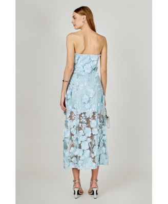 Women's Strapless Floral Embroidered Maxi Dress