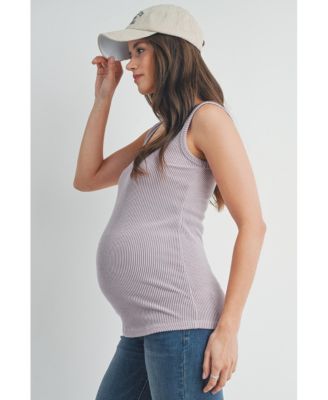 Maternity Square Neck Ribbed Sleeveless Tank Top
