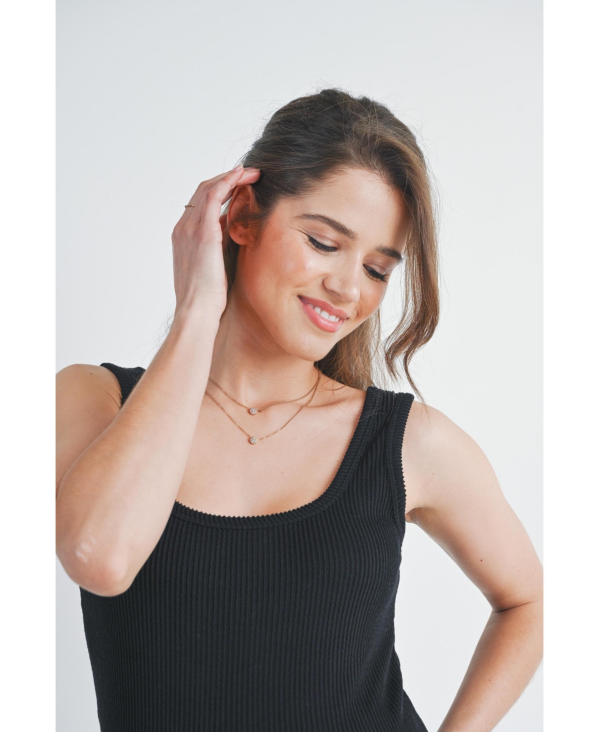 Hello Miz Maternity Square Neck Ribbed Sleeveless Tank Top