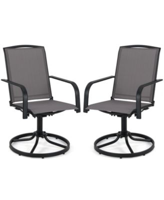 Patio Swivel Chairs Set of 2 w/ High Back & Round Metal Base for Backyard