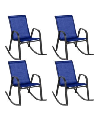 4 PCS Patio Rocking Chair Outdoor Ergonomic Rockers w/ Breathable Fabric Seat
