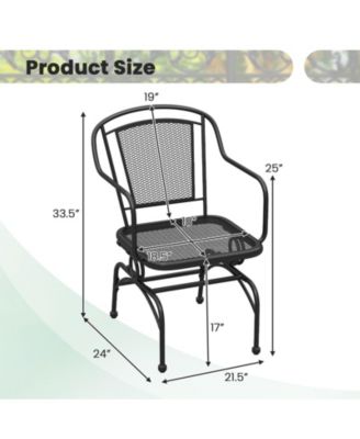 Patio Rocking Chairs Set of 4 w/ Metal Mesh Backrest & Seat Armrests