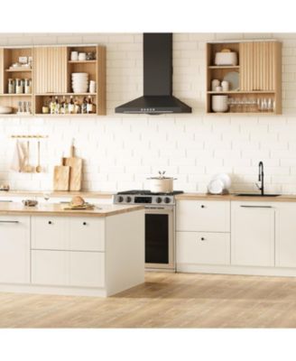 Fluted Bathroom Wall Cabinet with Sliding Door, Faux Marble Top, Adjustable Shelf & Open Storage, Curved Profile