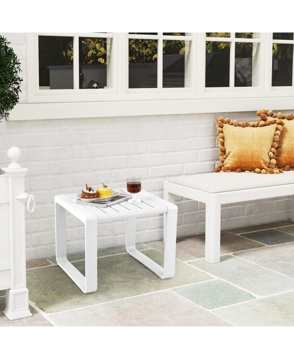 Gymax Outdoor Side Table Set of 2 18'' Weather Resistant Adirondack Patio