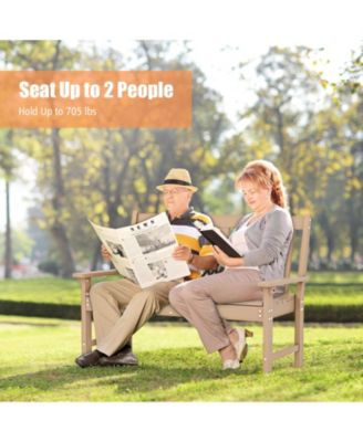 52 Inch All-Weather HDPE Outdoor Bench with Backrest and Armrests