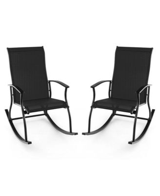 Set of 2 Outdoor Rocking Chair Patio Rocker w/ Breathable Fabric