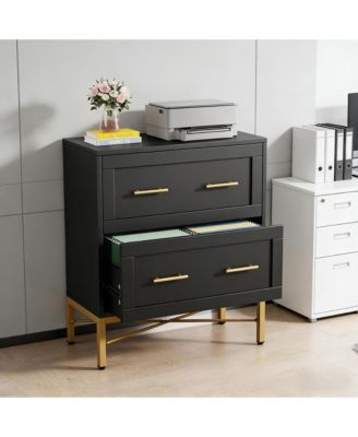 2-Drawer File Cabinet with Adjustable Rails, Modern Sleek Office Storage Cabinet with Metal Handle for Letter/Legal/A4 Size