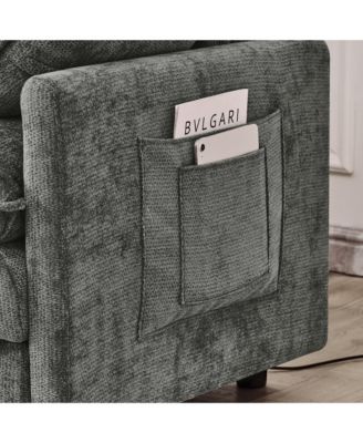 101.9 Inch Chenille 3-Seater Sofa with Movable Ottoman, Modular Cloud Couch