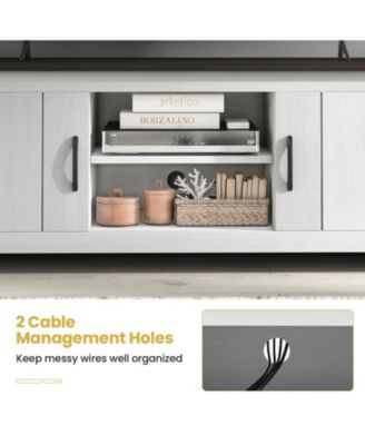 TV Stand with 2 Cabinets and Open Shelves for TVs up to 65 Inch-