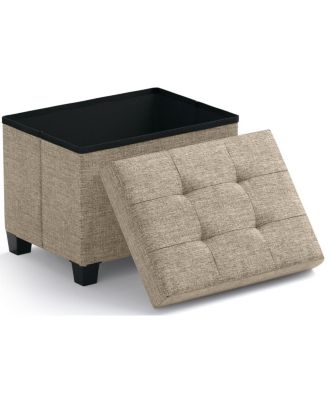 Small Rectangle Storage Ottoman Foot Stool with Legs