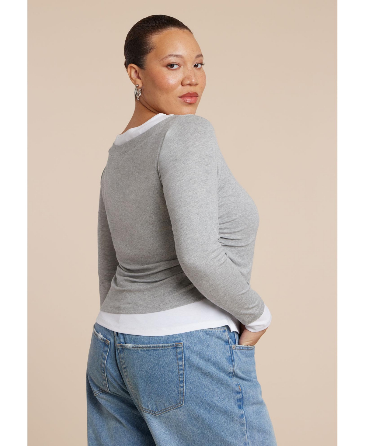 Eloquii Women's Layered Longsleeve Top