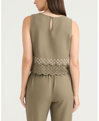 Women's Sleeveless Top with Eyelet Detailing