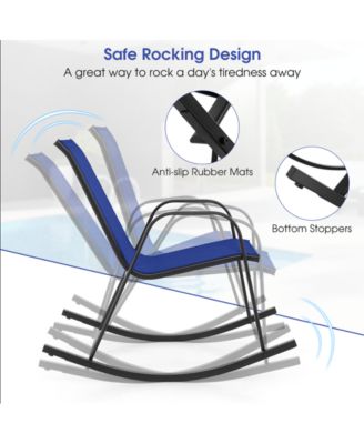 2 PCS Patio Rocking Chair Outdoor Ergonomic Rockers w/ Breathable Fabric Seat